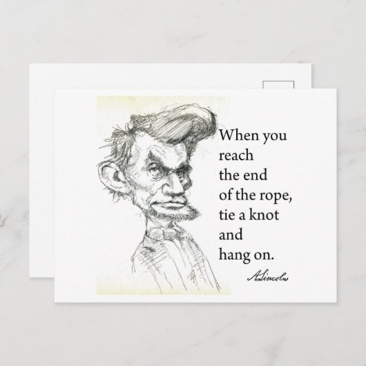 Abe Lincoln en het beroemde citaat "Stropdas A Kno Briefkaart (Voorkant / Achterkant)