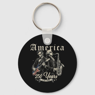 Abe Lincoln Founding Father Gitaar spelend Sleutelhanger