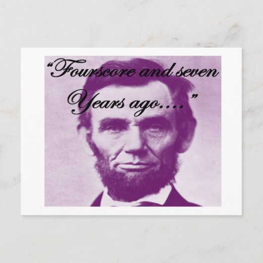 Abe Lincoln: "Fourscore en zeven jaar geleden" Briefkaart (Voorkant)
