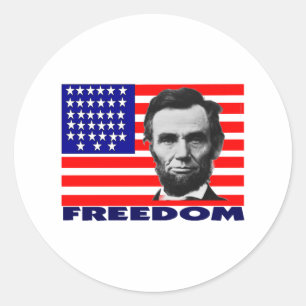 Abe Lincoln "Freedom"-vlag — unieke kunstgeschenke Ronde Sticker