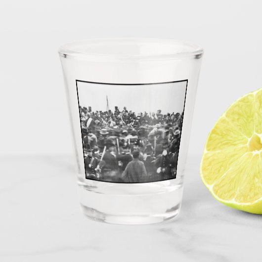 Abe Lincoln Gettysburg-toespraak: Einde van de bur Shot Glas (Voorkant)