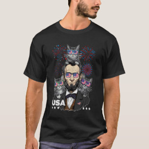 Abe Lincoln kattenliefhebber grappig 4 juli onafha T-shirt