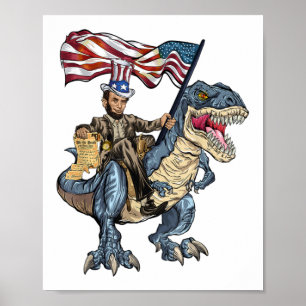 Abe Lincoln Murica T- Rex Funny 4th of Juli USA Poster