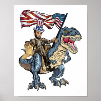 Abe Lincoln Murica T- Rex Funny 4th of Juli USA Poster