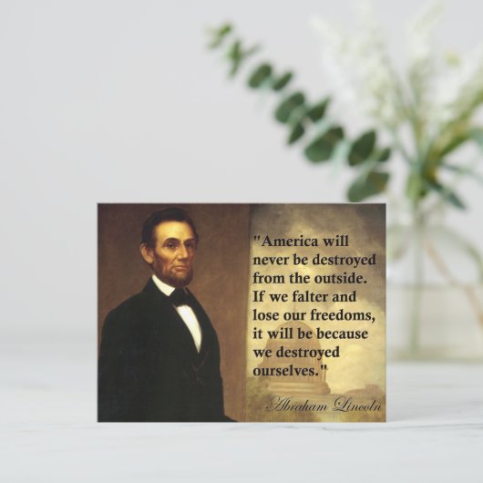 Abe Lincoln Quote: "Amerika zal nooit..." Briefkaart (Staand voorkant)