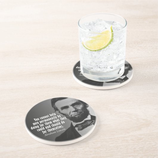 Abe Lincoln Quoton Entitlement Zandsteen Onderzetter (Zijkant)