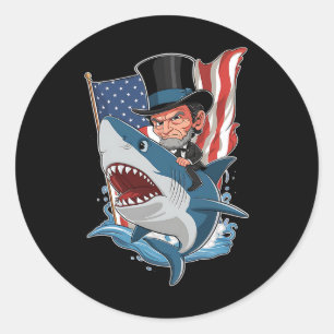 Abe Lincoln Ridder Haai Awesome Vier Juli Gr Ronde Sticker