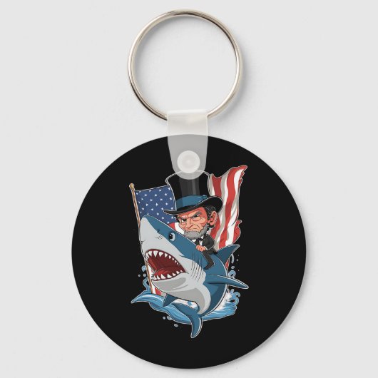 Abe Lincoln Ridder Haai Awesome Vier Juli Gr Sleutelhanger (Voorkant)