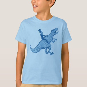 Abe Lincoln Riding A T-Rex Kinder T-Shirt