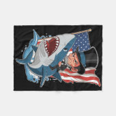 Abe Lincoln Riding Shark Geweldige 4 juli GR Fleece Deken (Voorkant (Horizontaal))