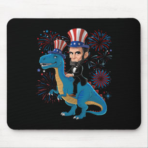 Abe Lincoln rijden op een dinosaurus grappig 4 jul Muismat