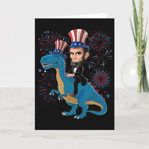 Abe Lincoln rijdt op een dinosaurus grappige 4 jul Kaart