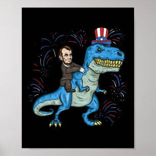 Abe Lincoln rijdt op een dinosaurus shirt T-rex 4 Poster