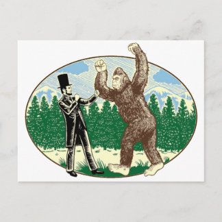 ABE LINCOLN: SASQUATCH HUNTER - Funny Bigfoot Logo Briefkaart