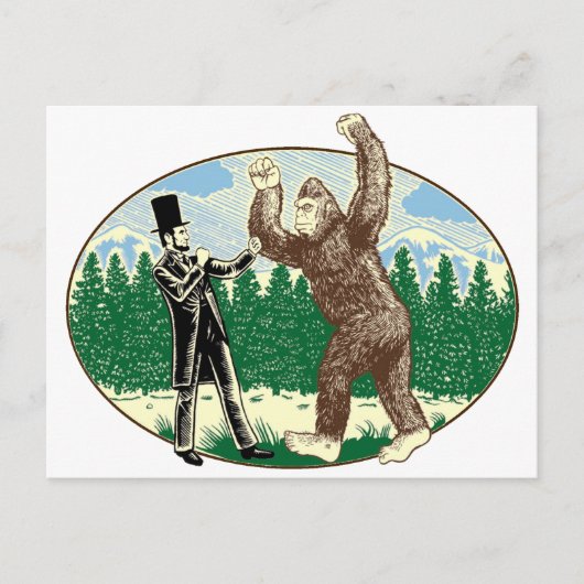 ABE LINCOLN: SASQUATCH HUNTER - Funny Bigfoot Logo Briefkaart (Voorkant)