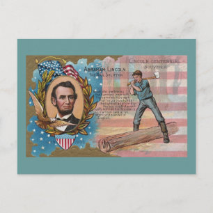 Abe Lincoln Splitting Rails Centennial Souvenir Briefkaart