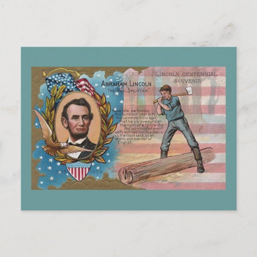Abe Lincoln Splitting Rails Centennial Souvenir Briefkaart (Voorkant)