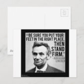 Abe Lincoln & "Sta vast" citaat Briefkaart (Voorkant / Achterkant)