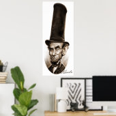Abe Lincoln Stovepipe Pet Caricature Poster (Thuiskantoor)