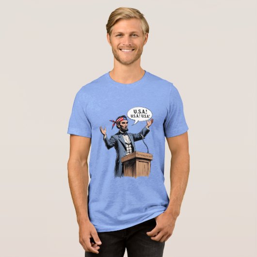 Abe Lincoln: "USA! USA! USA!" Tri-Blend Shirt (Voorkant volledig)