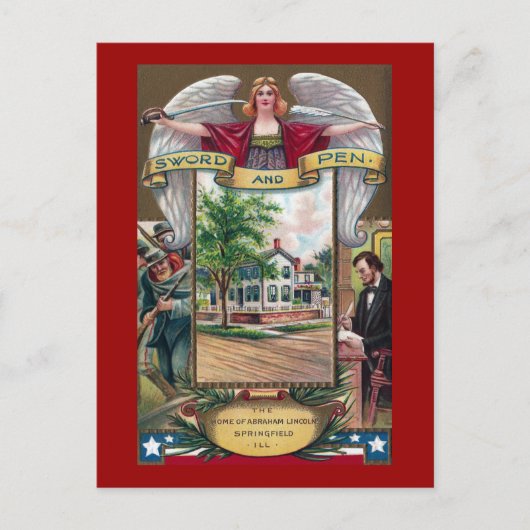 Abe Lincoln's Springfield Home Vintage Briefkaart (Voorkant)