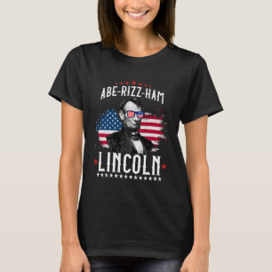 Abe-rizz-ham Lincoln 4 juli Patriottische Vlag VS T-shirt