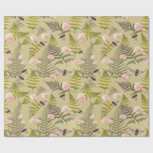 Abejas y hojas de helecho cadeaupapier (Vlak)