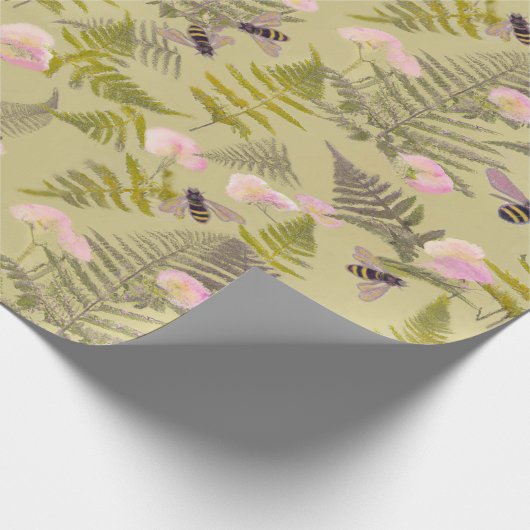 Abejas y hojas de helecho cadeaupapier (Hoek)