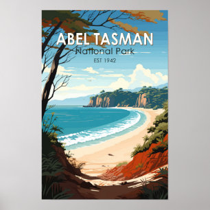 Abel Tasman Nationaal Park Nieuw-Zeeland Reis Retr Poster
