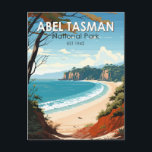 Abel Tasman Nationaal Park Nieuw-Zeeland Reizen Re Briefkaart<br><div class="desc">Abel Tasman ontwerp vectorillustraties. Het is bekend om het Abel Tasman Coast Track,  een lange baan die over de stranden en over de bruggen tussen Marahau in het zuiden en Wainui in het noorden loopt.</div>