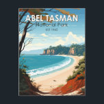Abel Tasman Nationaal Park Nieuw-Zeeland Reizen Re Briefkaart<br><div class="desc">Abel Tasman ontwerp vectorillustraties. Het is bekend om het Abel Tasman Coast Track, een lange baan die over de stranden en over de bruggen tussen Marahau in het zuiden en Wainui in het noorden loopt.</div>