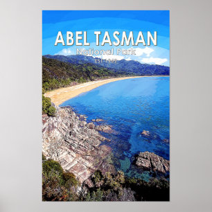 Abel Tasman National Park Nieuw-Zeeland Retro Poster