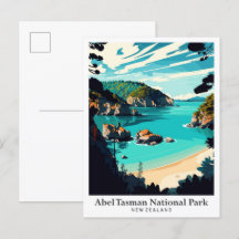 Abel Tasman Nieuw-Zeeland Vintage Travel Portrait
