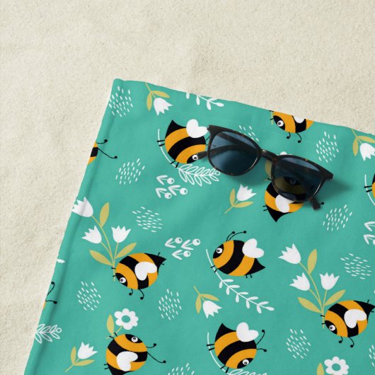 Abelhas fofas com flores strandlaken (In situ)