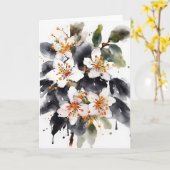 Abelia - Waterverf bloemen Kaart (Gele Bloem)