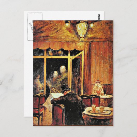 Abend im Cafe Bauer door Lesser Ury Briefkaart (Voorkant / Achterkant)