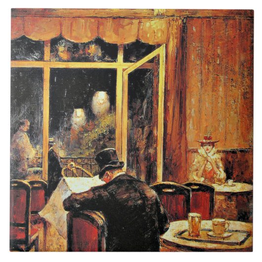 Abend im Cafe Bauer door Lesser Ury Tegeltje (Voorkant)