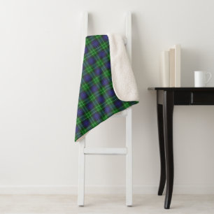 Abercrombie Blauw Groen Tartan Schots Ruitjespatro Sherpa Deken