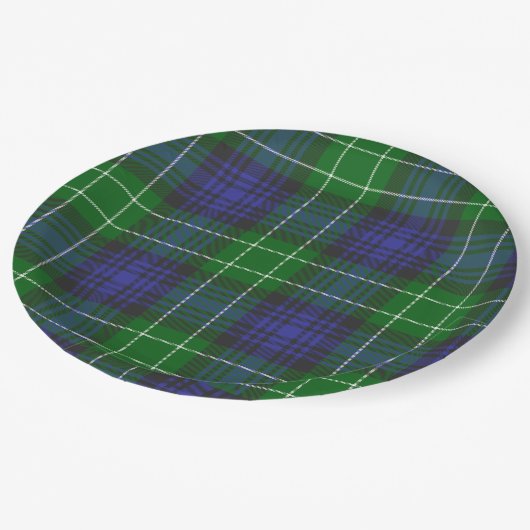 Abercrombie Blue Green Tartan Schotland Papieren Bordje (Gekanteld)