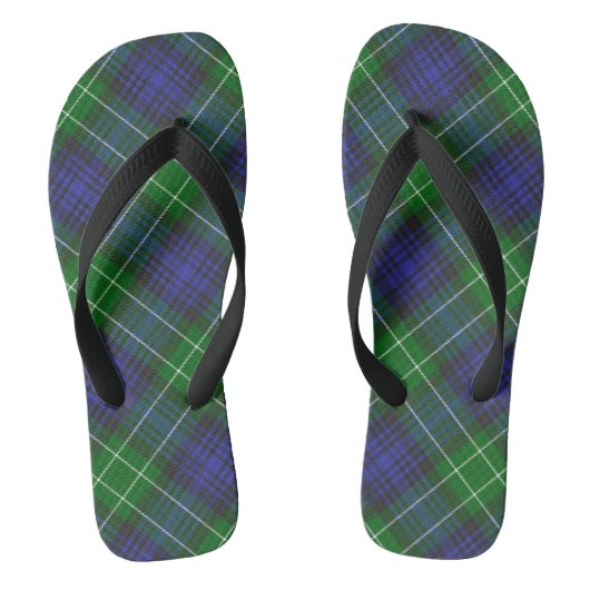 Abercrombie Blue Green Tartan Schotland Teenslippers (Voetbed)