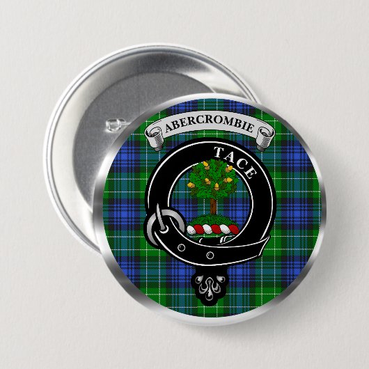 Abercrombie Clan Badge & Tartan Button (Voorkant /achterkant)