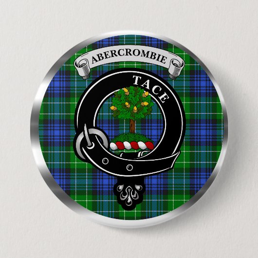 Abercrombie Clan Badge & Tartan Button (Voorkant)