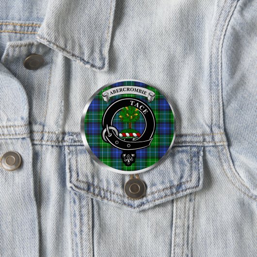 Abercrombie Clan Badge & Tartan Button (In situ)