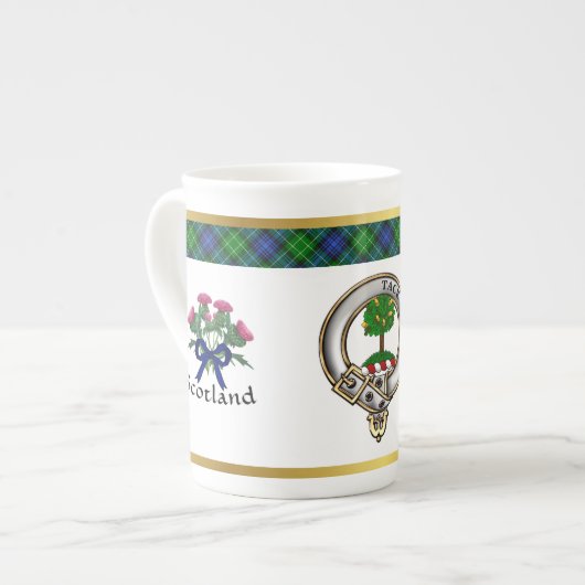 Abercrombie Clan Badge Tartan & Motto Porselein Kop (Links)