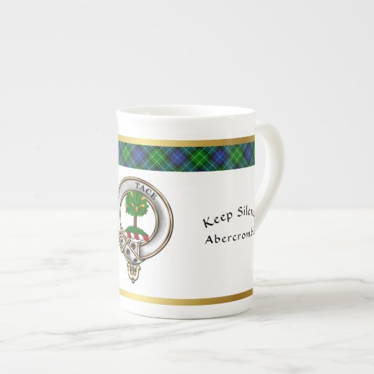 Abercrombie Clan Badge Tartan & Motto Porselein Kop (Voorkant rechts)