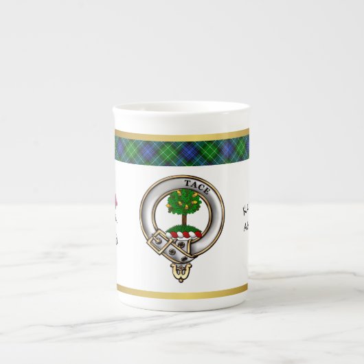 Abercrombie Clan Badge Tartan & Motto Porselein Kop (Voorkant)