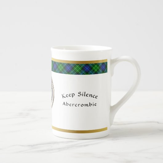 Abercrombie Clan Badge Tartan & Motto Porselein Kop (Rechts)