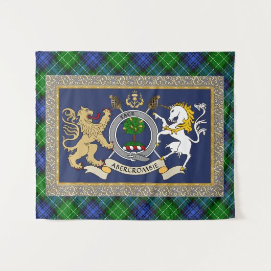 Abercrombie Clan Badge & Tartan Personalized Wandkleed (Voorkant (horizontaal))