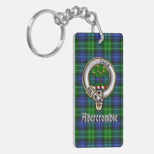 Abercrombie Clan Badge/Tartan Rectangle Sleutelhanger (Voorkant Links)