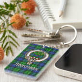 Abercrombie Clan Badge/Tartan Rectangle Sleutelhanger (Voorkant Rechts)
